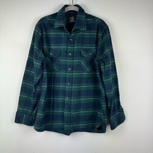 Jach’s Heritage Flannel Button Down Long Sleeve Plaid Shirt, Green/Navy, Size L